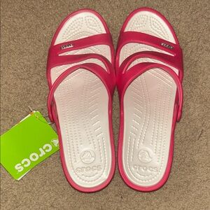 CROCS Red/Hot Pink and White Women's Sandals
